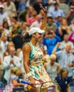 Madison Keys celebrates victory after round of 16 match against Jessica Pegula at the 2023 US Open