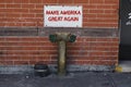 New York - September 22, 2016: slogan against trump in new york