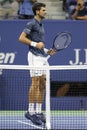 13-time Grand Slam champion Novak Djokovic of Serbia celebrates victory after his 2018 US Open semi-final match Royalty Free Stock Photo