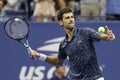 13-time Grand Slam champion Novak Djokovic of Serbia celebrates victory after his 2018 US Open semi-final match Royalty Free Stock Photo