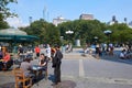 Union Square with chess players and people in New York