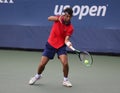 2021 US Open boys` singles champion Daniel Rincon of Spain in action during his final match at Billie Jean King Tennis Center