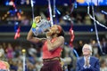 2023 US Open Champion Coco Gauff of United States during trophy presentation after final match against Aryna Sabalenka of Belarus