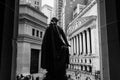 NEW YORK - SEPTEMBER 01, 2018: View of New York Stock Exchange from the Federal Hall , New York City, USA Royalty Free Stock Photo