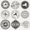 New York Set of Stamps. Travel Stamp. Made In Product. Design Seals Old Style Insignia. Royalty Free Stock Photo