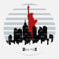 New York silhouette vector round label