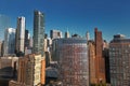 New York skyline from drone. New York over the Hudson river. Manhattan NYC cityscape, aerial view. New York Manhattan Royalty Free Stock Photo