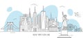 New York skyline line art style Royalty Free Stock Photo