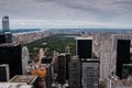 New York skyline of Manhattan and central park as seen from a high point as an aerial view Royalty Free Stock Photo