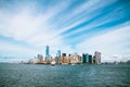 New York skyline, Manhattan. Landscape, wide, and taken from distance. Royalty Free Stock Photo