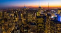 New York Skyline Manhatten Cityscape Empire State Building from Top of the Rock Sunset Royalty Free Stock Photo