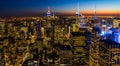 New York Skyline Manhatten Cityscape Empire State Building from Top of the Rock Sunset Royalty Free Stock Photo