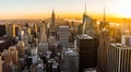 New York Skyline Manhatten Cityscape Empire State Building from Top of the Rock Sunset Royalty Free Stock Photo