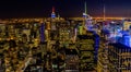 New York Skyline Manhatten Cityscape Empire State Building from Top of the Rock Sunset Royalty Free Stock Photo