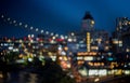 New york skyline night blurred lights city downtown, abstract background Royalty Free Stock Photo