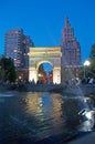 New York: skyline, skyscrapers and Washington Square Arch on September 15, 2014 Royalty Free Stock Photo