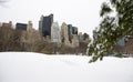 New York skyline in snow Royalty Free Stock Photo