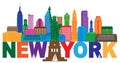 New York Skyline Text Color vector Illustration