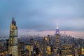 New York skyline from the top of  The rock observation deck in Rockefeller center at night Royalty Free Stock Photo