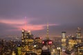 New York skyline from the top of  The rock observation deck in Rockefeller center at night Royalty Free Stock Photo