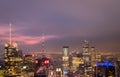 New York skyline from the top of  The rock observation deck in Rockefeller center at night Royalty Free Stock Photo