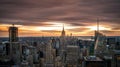 New York skyline from Top of the Rock Rockefeller center in USA at sunset blue hour Royalty Free Stock Photo