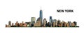 New York skyline, vector colorful illustration