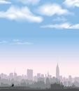 New York Skyline. Vector USA landscape. Cityscape in the early morning.