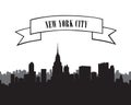 New York Skyline. Vector USA landscape. Cityscape silhouette Royalty Free Stock Photo