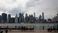 New York Skyline with viewers on bench