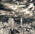 New York. Skyscrapers of Manhattan at dusk from rooftop Royalty Free Stock Photo