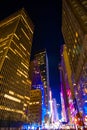 New York Skyscrapers View Upward in night