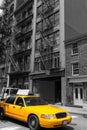 New York Soho buildings yellow cab taxi NYC USA Royalty Free Stock Photo