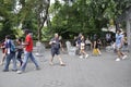 New York, 1st July: People Relaxing in Central Park in Midtown Manhattan from New York City in United States Royalty Free Stock Photo