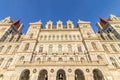 New York State capitol building and Christmas wreaths Royalty Free Stock Photo