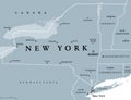 New York State NYS, gray colored political map