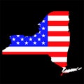 New York state map with American national flag Royalty Free Stock Photo