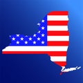 New York state map with American national flag Royalty Free Stock Photo