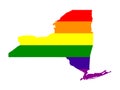 New York State map with LGBT flag Royalty Free Stock Photo