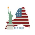 new york state map with statue of liberty. Vector illustration decorative design Royalty Free Stock Photo