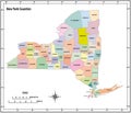 new york state outline administrative and political vector map in color