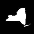 New York State Outline Vector Minimalist White on Black Design Royalty Free Stock Photo