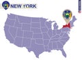 New York State on USA Map. New York flag and map Royalty Free Stock Photo
