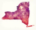 New York state USA watercolor map in front of a white background Royalty Free Stock Photo