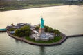 New York Statue of Liberty from aerial view Royalty Free Stock Photo