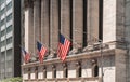 New York stock exchange building and flags. Business and finance Royalty Free Stock Photo