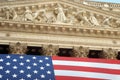 New York Stock Exchange exterior with American flag Royalty Free Stock Photo