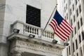 New York Stock Exchange with Flag Royalty Free Stock Photo