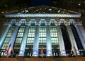 New York Stock Exchange Lit Up at Night Royalty Free Stock Photo