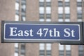 New york street sign: East 47th STreet Royalty Free Stock Photo